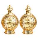 Metal Ramadan Lanterns 10" Gold Electric Candle Holders by JHY DESIGN