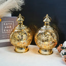 Metal Ramadan Lanterns 10" Gold Electric Candle Holders by JHY DESIGN