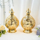 Metal Ramadan Lanterns 10" Gold Electric Candle Holders by JHY DESIGN
