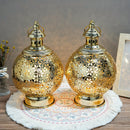 Metal Ramadan Lanterns 10" Gold Electric Candle Holders by JHY DESIGN