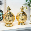 Metal Ramadan Lanterns 10" Gold Electric Candle Holders by JHY DESIGN