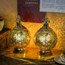 Metal Ramadan Lanterns 10" Gold Electric Candle Holders by JHY DESIGN