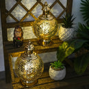 Metal Ramadan Lanterns 10" Gold Electric Candle Holders by JHY DESIGN