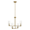 Enigma - 4 Lights Chandelier With Clear Ribbed Satin - Antique Brass / Clear / Gold by HouseOfZazla
