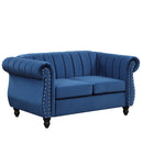 51" Modern Sofa Dutch Fluff Upholstered sofa with solid wood legs, buttoned tufted backrest,blue