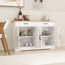 47.95" Farmhouse Buffet Cabinet Storage Sideboard with 2 Drawers and 4 Doors for Dining Living Room Kitchen Cupboard-White