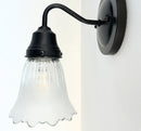 Scalloped Frost and Clear Delicate Hobnail Glass Wall Sconce