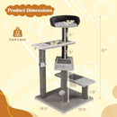 93 CM Tall Cat Tree Kitten Tower with Sisal and Jute Scratching Posts-Gray by LJGDeals