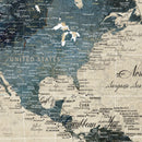 Personalize World Map Canvas Wall Art – Custom Framed Push