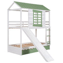 Twin Over Twin House Bunk Bed With Convertible Slide And Trundle - White by HouseOfZazla