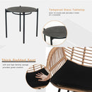 3 Pieces Of Luxury Outdoor Wicker Furniture - Patio Bistro Style Table And Chair Combination,Weather-resistant PE Wicker Weave, Stainless Steel Fame, Suitable For Garden, Terrace,Backyard Casua