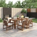 TREXM Patio Table and Chairs Set for 6 with Umbrella Hole