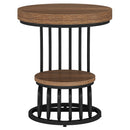 Round Vintage End Table With 2 Tier Storage by HouseOfZazla