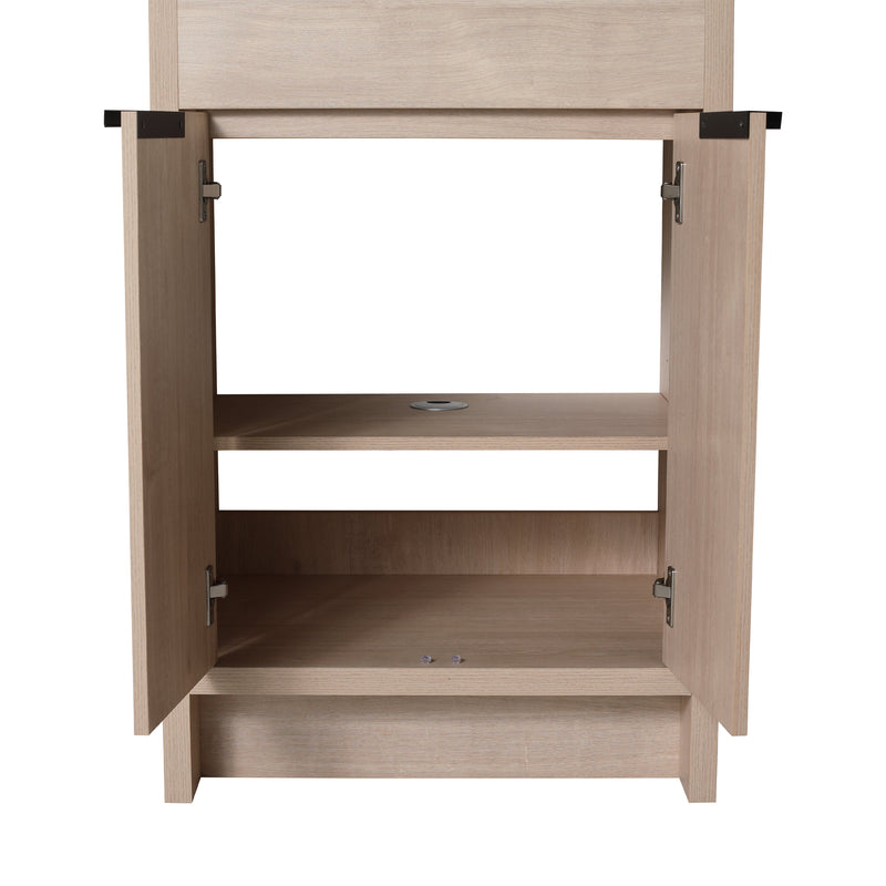 24 Inch Freestanding Bathroom Vanity with Black Ceramic Sink & 2 Soft-Close Cabinet Doors (BLO-G-BL9060BK),W1286S