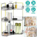 Bathroom Countertop Organizer 3 Tier Corner Makeup Storage Shelf Vanity Cosmetic Perfume Tray Clear Corner Rack for Bedroom Bathroom Kitchen