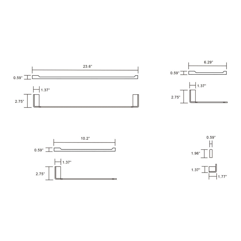 4 Piece Stainless Steel Bathroom Towel Rack Set Wall Mount Bathroom Accessories