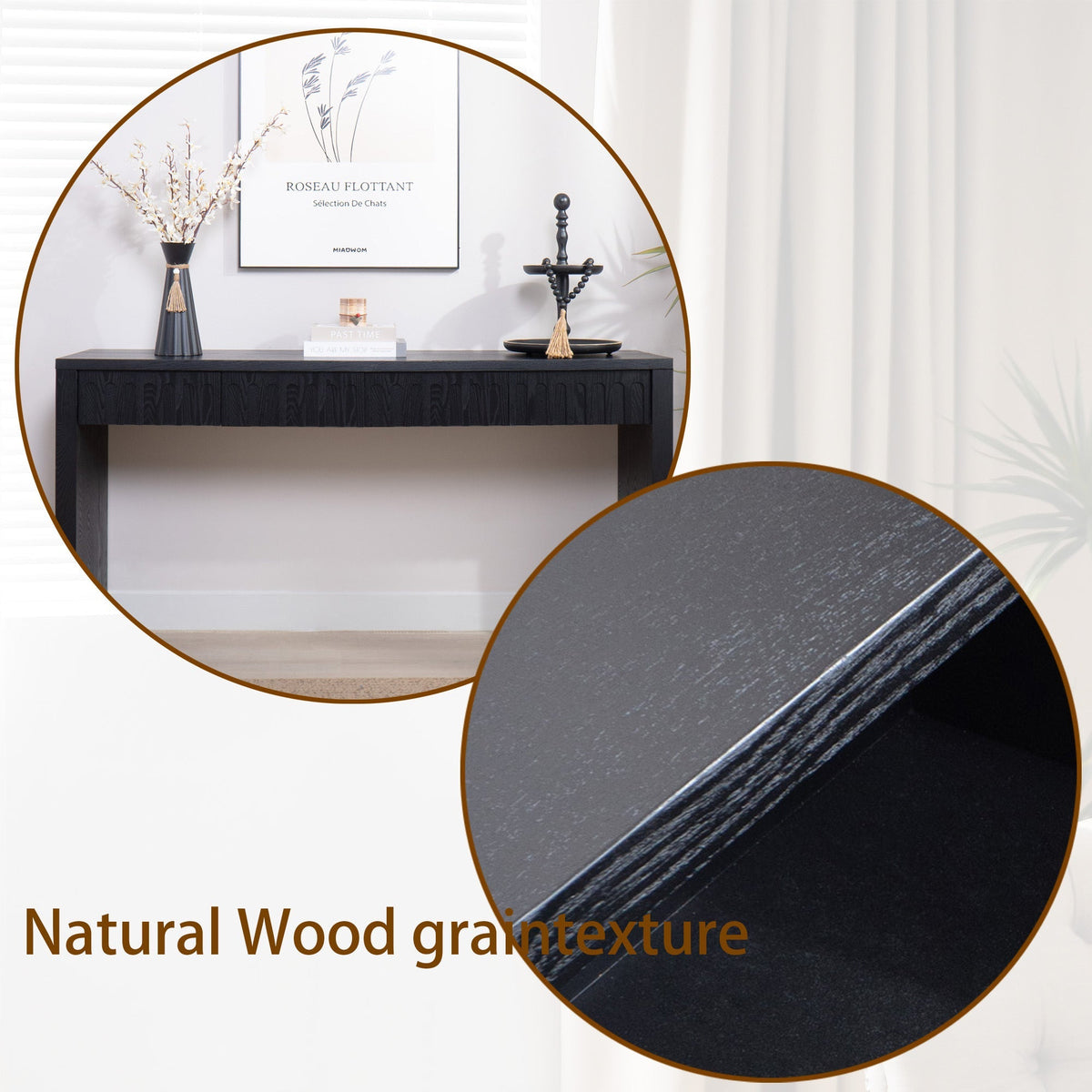 Modern Black Console Table with 4 Drawers – 59.2" Entryway Table with Storage, photo 8 of 12