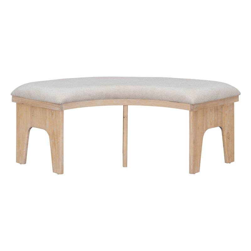 5-Piece Dining Table Set, 44" Round Dining Table with Curved Bench & Side Chairs for 4-5 People for Dining Room and Kitchen (Natural Wood Wash)