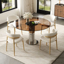 Round Glass Dining Table With Stainless Steel Legs And Chairs by HouseOfZazla