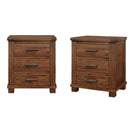 Rustic Three Drawer Reclaimed Solid Wood Farmhouse Nightstand Set of Two by HouseOfZazla