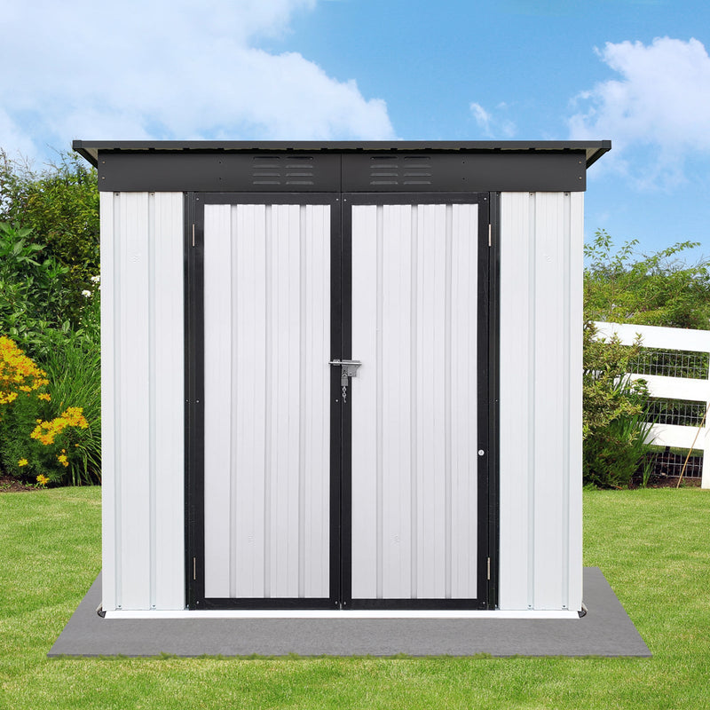 Outdoor storage sheds 6FTx4FT Pent roof White+Black