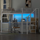 Loft Bed With Desk, Storage Staircase, Small Wardrobe And LED Light by Unique Piece Furniture