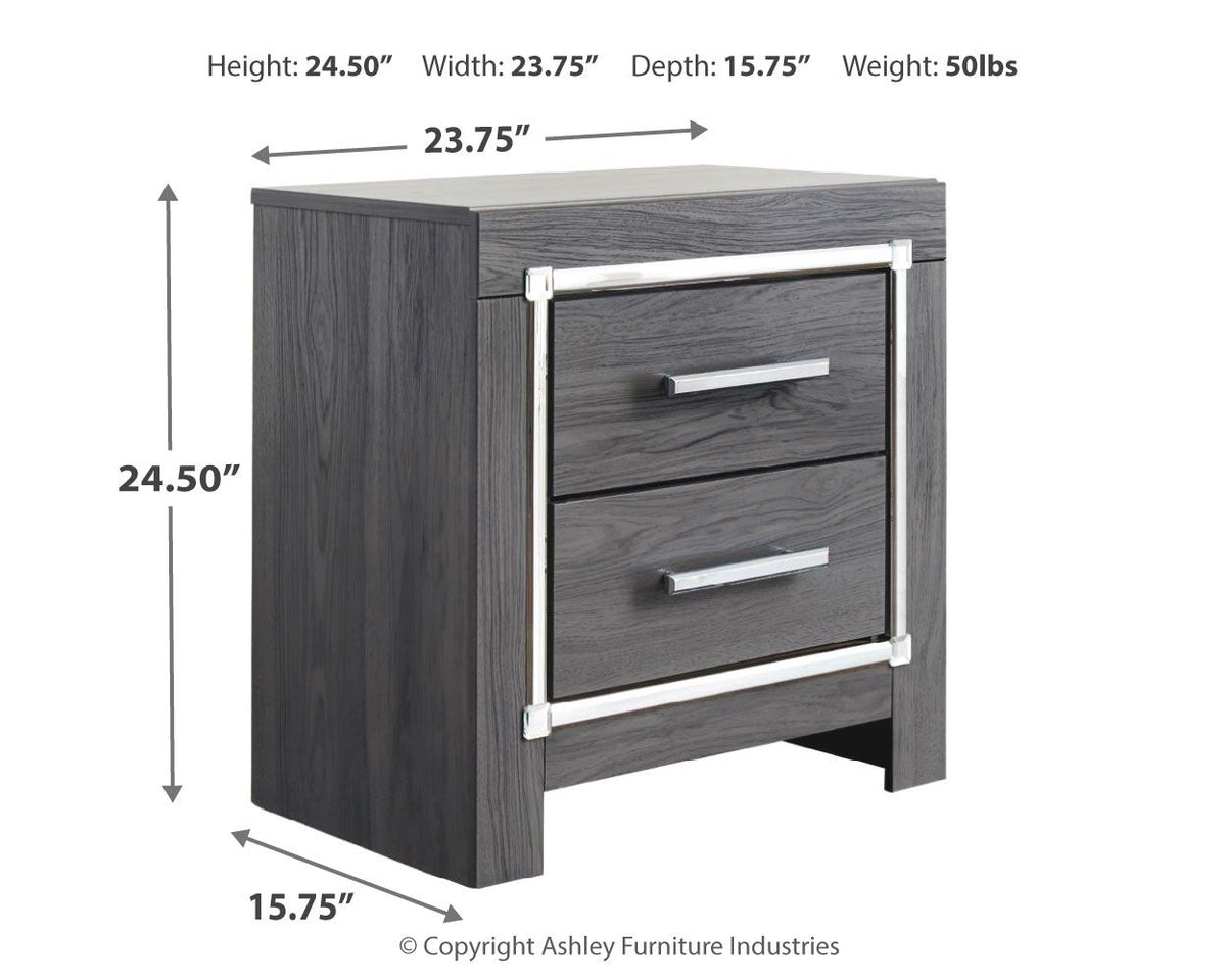 Lodanna - Two Drawer Night Stand - Gray, photo 3 of 7