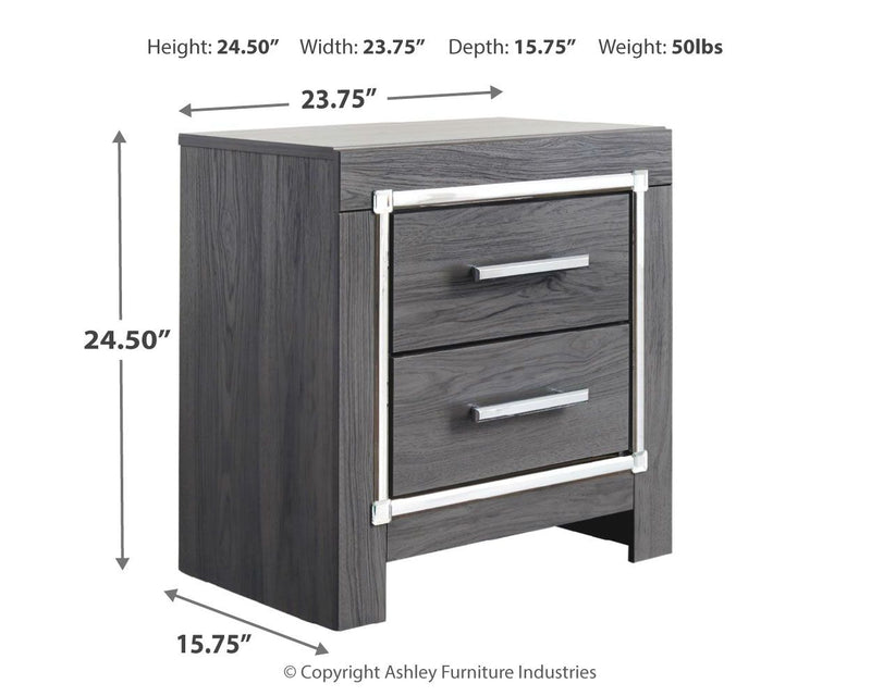 Lodanna - Two Drawer Night Stand - Gray, photo 3 of 7