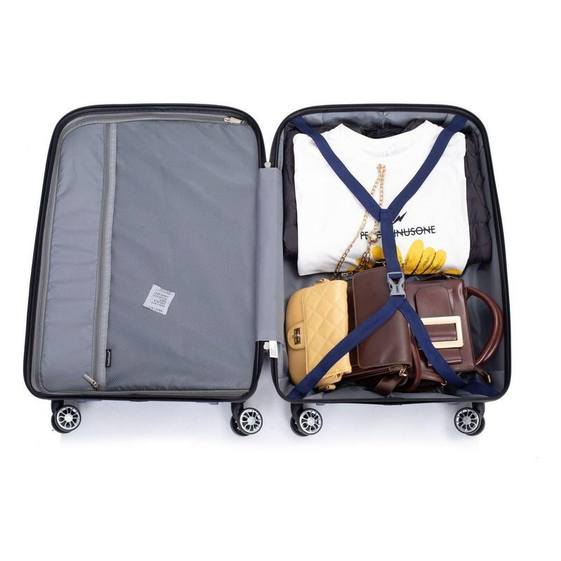 Hardshell Suitcase Spinner Wheels PP Luggage Sets Lightweight Durable Suitcase with TSA Lock,3-Piece Set (20/24/28), Navy