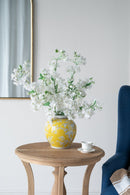D8.7x9.1' Yellow and White Wide Curved Plum Blossom Vase by HouseOfZazla