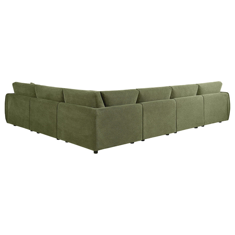 Elysia 6-piece Chenille Upholstered Modular Sectional Sofa Green, photo 4 of 7