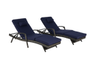 Outdoor Wicker Reclining Chair Set of 2 with Cushions