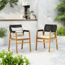 Outdoor Acacia Wood Dining Armchair With Cushion (Set of 2) by HouseOfZazla