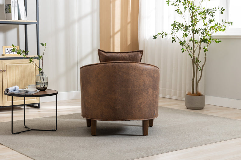 Accent Chair with Ottoman, Mid Century Modern Barrel Chair Upholstered Club Tub Round Arms Chair for Living Room