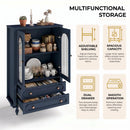 46.5'' Glass Display Cabinet with Ribbed Glass Doors