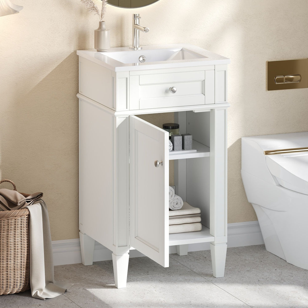 French Style Bathroom Vanity With Sink, Soft-Closing Door, Adjustable Shelf, Rectangular Design, photo 16 of 21