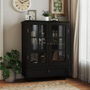 Minimalist Buffet Cabinet With Double Glass Doors And Drawer by HouseOfZazla