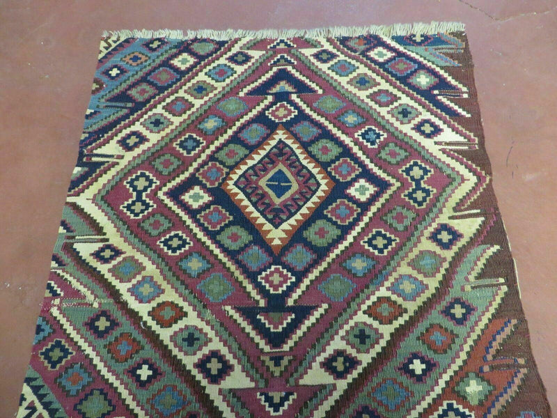 2' 1" X 4' 4" Antique Handmade Bagface Kilim Shirvan Caucasian Wool Rug Nice