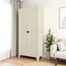 71'' 2 Shapely Door Cabinet With Lock, Metal Storage Cabinet with Doors and Adjustable Shelves, for Kitchen, Bedroom, Living Room(Beige)