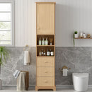 Tall Bathroom Cabinet With 1 Door, 3 Drawers, Open Storage - Wood by HouseOfZazla
