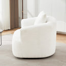 360° Swivel Barrel Sofa Chair with Throw Pillow, Chenille Upholstered Accent Chair, Beige, 38.2'