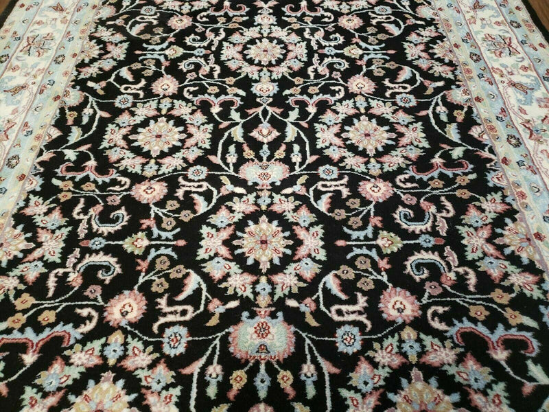 6' X 9' Handmade Indian Agra Wool Rug Carpet Vegetable Dyes Black