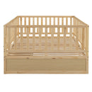 Daybed With Fence Guardrails And 2 Drawers, Split Into Independent Floor Bed & Daybed by HouseOfZazla
