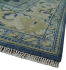 9.3x12 Hand Knotted Blue and Beige Traditional Oushak Wool Area Rug