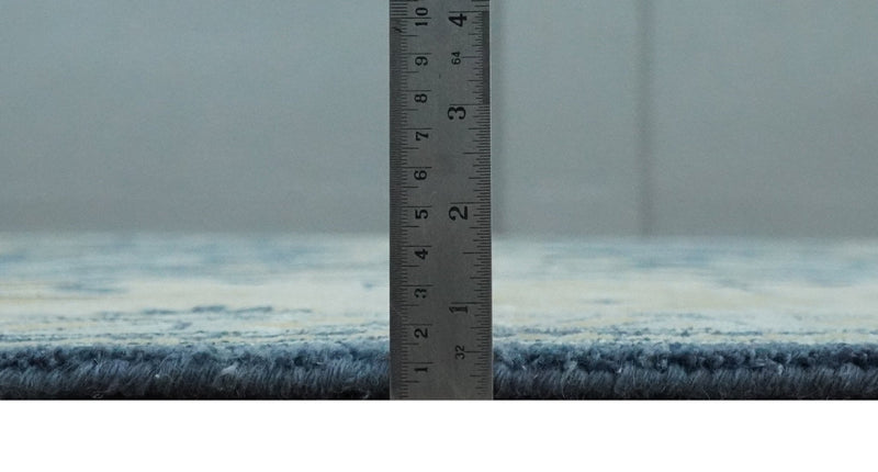 9.3x12 Hand Knotted Blue and Beige Traditional Oushak Wool Area Rug