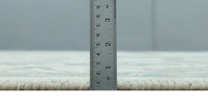 9.3x12.1 Hand Knotted Oriental Oushak Ivory, Brown and Beige Wool Area Rug