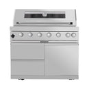 Castelle Flame Astoria 94-Inch 6-Burner 85K BTU Outdoor Kitchen Grill Island With Wine Cooler, Rotisserie, Cabinets, And Granite Countertops (SAK68014)