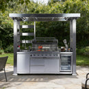Castelle Flame Astoria 94-Inch 6-Burner 85K BTU Outdoor Kitchen Grill Island With Wine Cooler, Rotisserie, Cabinets, And Granite Countertops (SAK68014)