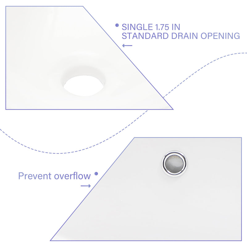 19"x16" Oval Shape Undermount Bathroom Sink Modern Pure White Porcelain Ceramic Lavatory Vanity Sink Basin with Overflow