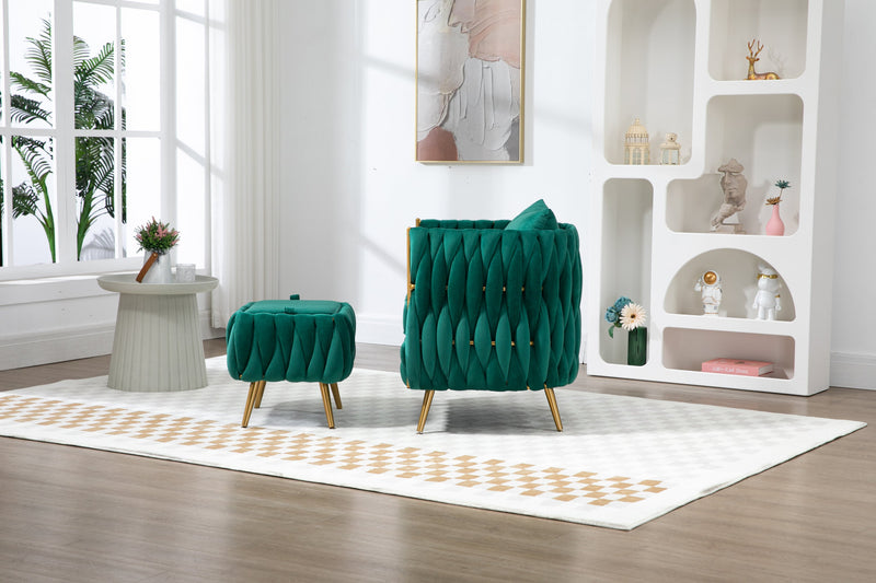 Accent Chair with Storage Ottoman Chair Tufted Barrel Chair Set Arm Chair for Living Room Bedroom